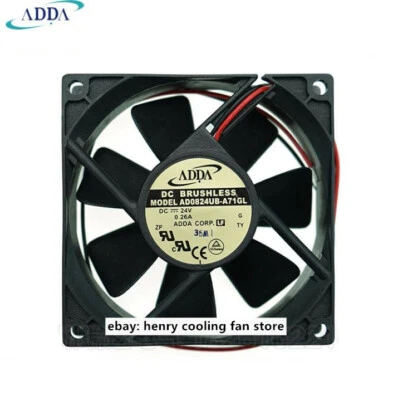 For ADDA AD0824UB-A71GL DC 24V 0.26A 80*80*25mm 50CFM 2wire Cabinet cooling fan - Image 1 of 4