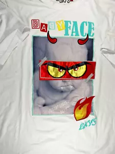Camiseta BKYS Para Hombres Pequeña Cara de Bebé Blanca Manga Corta Bordada Gráficos Urbanos - Imagen 1 de 10