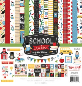 Echo Park Paper SCHOOL RULES 12x12 Scrapbook Cardstock Collection Kit - Picture 1 of 1