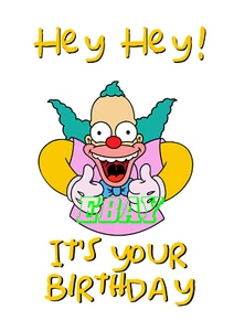 Krusty the Clown Simpsonstyle Birthday Card with envelope inc. - Picture 1 of 4