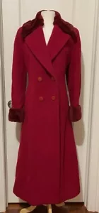 Abrigo Largo Giuliana Teso/Neiman Marcus Rojo Mezcla Lana~ Talla 46~Hecho en Italia~ - Imagen 1 de 12