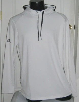 New Adidas Golf Men's Textured Mix Media White Hoodie Pullover with Pockets L - Image 1 of 4