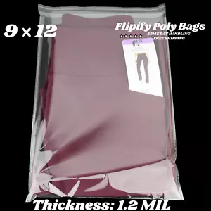 9x12 Clear Resealable T-Shirt/Apparel Self Seal Cello Lip Tape Poly Plastic bags - Picture 1 of 6