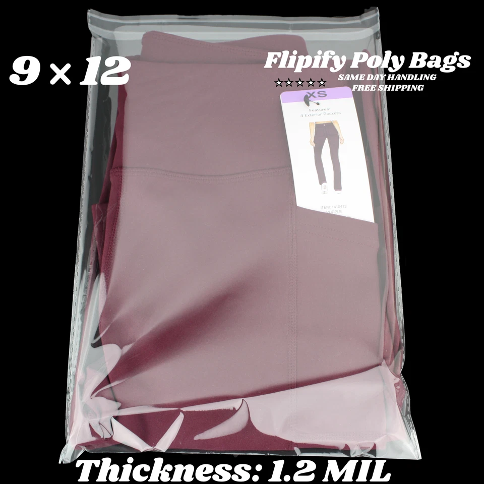 9x12 Clear Resealable T-Shirt/Apparel Self Seal Cello Lip Tape Poly Plastic bags - Image 1 of 4