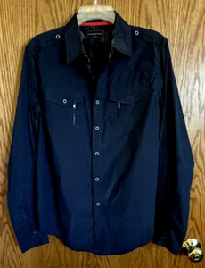 Sovereign Code Black Long Sleeve Snap Front Shirt 2 Pockets Men's Sz S Slim Fit - Picture 1 of 9