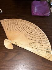 Vintage chinese handcarved bamboo hand fan 