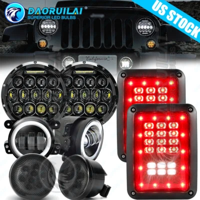 For Jeep Wrangler 07-18 JK 7" LED Headlight Tail Light Fog&Turn Light Combo Kit - Image 1 of 4