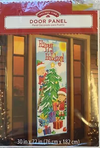 Happy Holiday Elves with Tree Winter Door Cover 30" x 72" party decor Xmas - Picture 1 of 1