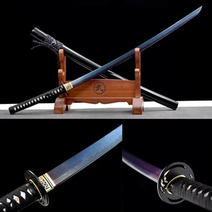 Blue Reverse Blade Handmade Japanese Katana Samurai Sword Folded Steel Sharp - Picture 1 of 9