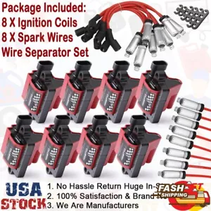 8 Square LS3 Ignition Coil & Spark Plug Wire Pack For Chevy GMC 4.8/5.3/6.0/8.1L - Picture 1 of 12