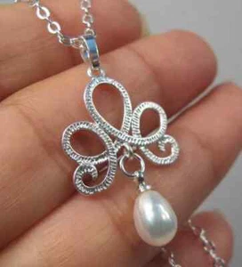 Pearl Pendant Silver Plated Victorian Style Necklace with Chain Jewelry PP - Picture 1 of 3