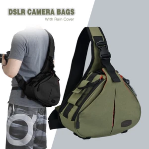 DSLR Camera Bags Professional Shoulder Bag with Rain Cover for Canon Sony Nikon - Picture 1 of 14