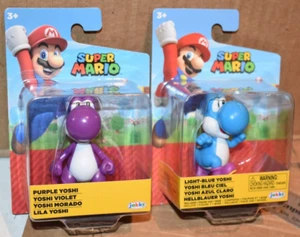 Figura Super Mario Azul Claro Yoshi y PÚRPURA YOSHI 2.5" NUEVO - Imagen 1 de 6