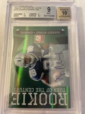 2011 Donruss ELITE Green Dallas Cowboys DeMARCO MURRAY Auto BGS 9 Rookie #/299 - Image 1 of 4