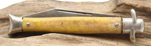 COLONIAL SINGLE BLADE POCKET KNIFE YELLOW PLASTIC HANDLE 3.75" CLOSED (KB3) - Picture 1 of 5