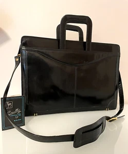 NEW.Scully Italian Leather Briefcase Unisex Black Bag, Handles Adjustable Strap - Picture 1 of 24