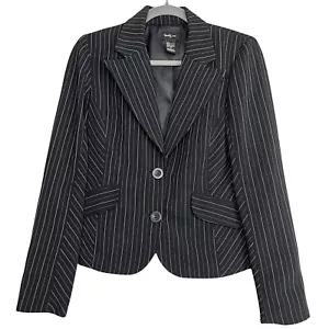 Vintage Y2K Twenty One Black Pinstripe Blazer Coat Jacket Womens Size M - Picture 1 of 7