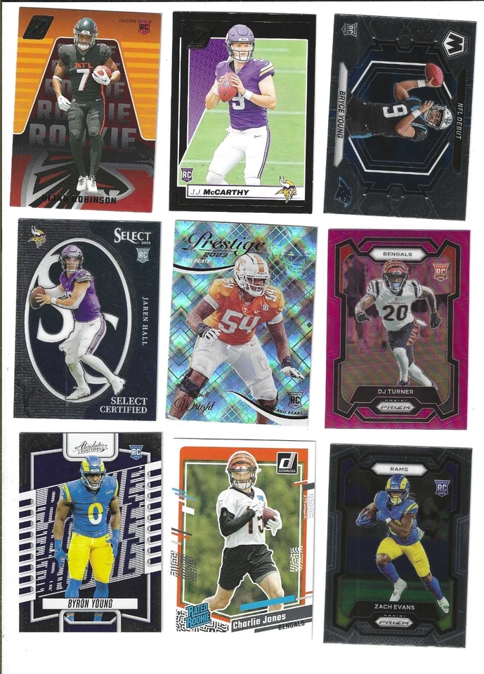 18 NFL Rookies Cards: Bijan Robinson, J.J. McCarthy, Bryce Young, Jaren Hall, Da - Image 1 of 2