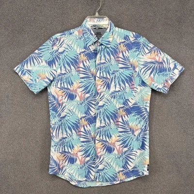 Izod Saltwater Shirt Men Small Blue Tropical Palm Print Relaxed Classic Hawaiian - Image 1 of 4