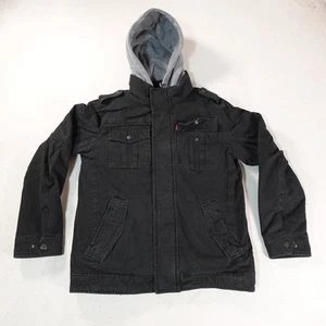 Levi Strauss giacca uomo piccola nera sherpa foderata con cappuccio utility tasche calda - Foto 1 di 14