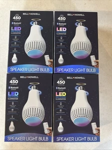 4X BELL + HOWELL LED RGB E26 LIGHT BULB AND BT SPEAKER W/ REMOTE - Picture 1 of 5