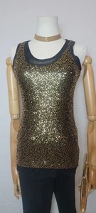 Robert Rodriguez Black Layered Sequin Tank Top, Size Small - Picture 1 of 8