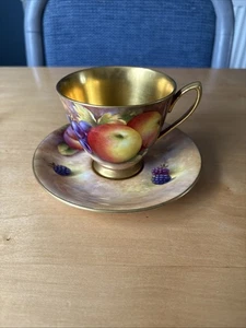 Fine China Cup & Saucer Fallen Fruit Ex Royal Worcester Hand Painted JR BUDD - Picture 1 of 17