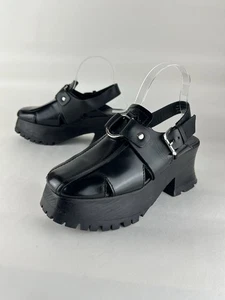 Free People Astoria schwarze Damen-Lederclogs Größe 8,5 Holz Plateau Lack - Bild 1 von 11