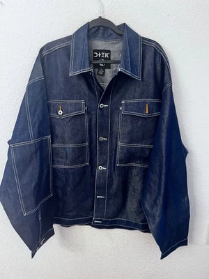 Jaqueta DTEK Denim Technology masculina 2XL azul denim hip hop com bolsos frontais e Bu - Imagem 1 de 4