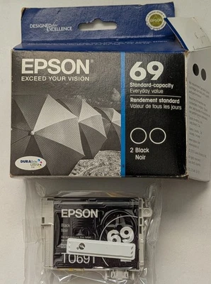 One GENUINE Epson 69 T0691 Black Ink Cartridge for Stylus EXP 7/2016 Made in USA - Image 1 of 3
