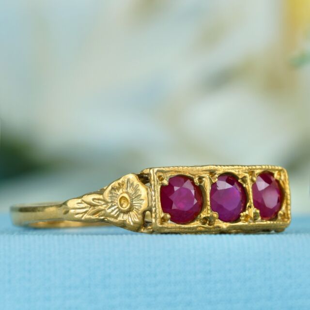 Heavy Vintage 14K Yellow Gold Ruby Diamond Tank Style Ring, Classic, 7  Grams | eBay