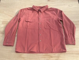 MANRESA NEW ENGLAND Camicia uomo rosa salmone cotone pesante con bottoni TAGLIA L - Foto 1 di 5