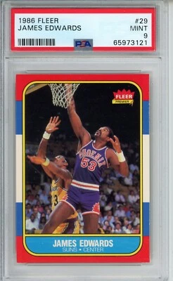 1986 FLEER #29 JAMES EDWARDS PSA 9 MINT CENTERED WAY NICER PHOENIX SUNS - Image 1 of 2