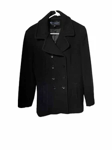VNTG KENNETH COLE REACTION WOMENS’S BLACK DOUBLE BREASTED WOOL PEA COAT SIZE 12 - Picture 1 of 5