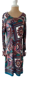 Kaleidoscope Ladies Brown Floral Print Stretch Jersey Dress Size 12 NEW - Picture 1 of 4