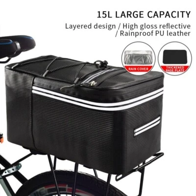 Bicycle Rear Seat Bag Bike Bike Cycling Pannier Rack Pack Waterproof Reflective - Image 1 of 4