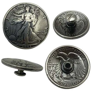 4 Pack Liberty Front Half Dollar Screw Back Conchos 1 1/8" - Picture 1 of 5