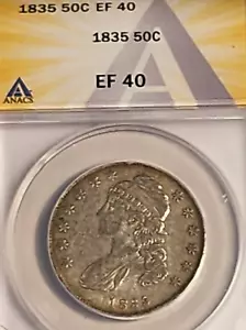 1835 50C CAPPED BUST HALF DOLLAR ANACS EF 40 - Picture 1 of 3