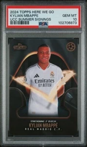 KYLIAN MBAPPE * PSA 10 POP 2 * 2024 TOPPS HERE WE GO SUMMER SIGNING 1ST RMA CARD - Picture 1 of 2