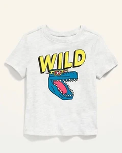 Old Navy Toddler Size 5T ~ Gray Short Sleeve Tee T-Shirt .. Dinosaur .. Wild - Picture 1 of 1