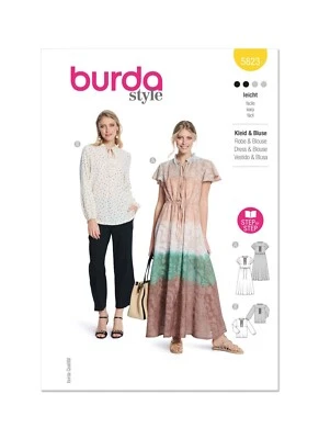BURDA 5823 MISSES DRESS & BLOUSE Sewing Pattern Size 10 - 20 Skill: EASY - Image 1 of 4