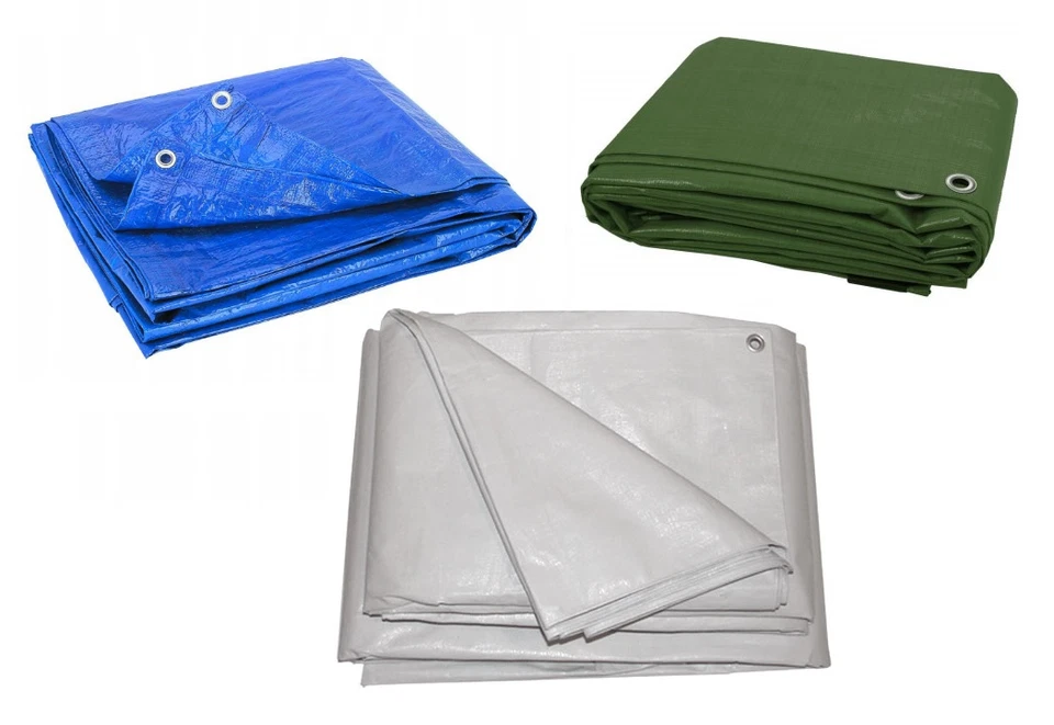 BLUEN Schutzplane Gewebeplane mit Ösen 60 90 120g/m2 Abdeckplane Plane Holzabdeckplane