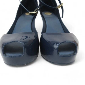 Melissa Women's Wedges Patent Navy Blue & Red Open Toe Platform Strappy Sandals - Picture 1 of 24