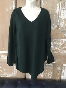 NWT $150 Acrobat Handkerchief Hem Sweater Pullover Asymmetrical V-neck Green Med - Picture 1 of 10
