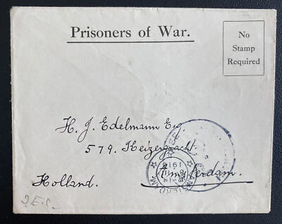 1916 Остров Мэн Англия Военнопленные ВОЕННОПЛЕННЫЕ НОКАЛОЭ Лагерь Обложка В Амстердам - Изображение 1 из 2