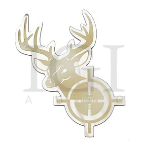 Deer Head Crosshair Emblem Decal Sticker 3D Polished Stainless Steel Dual Layer - Picture 1 of 4