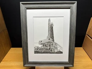 Drawing of a an Oilfield Oil Gas Drilling Rig Graphite Pencil Art Sketch Picture - Picture 1 of 18