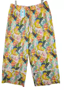 Charlie Paige Linen Pants Women's XL Floral Print Wide Leg Boho Chic Summer NWT - Picture 1 of 12