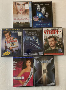 7 Sealed DVDs (Edward Scissorhands, Ace Ventura, Sphere, X-Men, Stripes, Etc)New