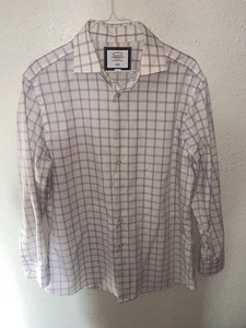 Charles Tyrwhitt Men Dress Shirt 16 33/34 Purple Stripe Long Sleeve Slim Fit - Picture 1 of 10